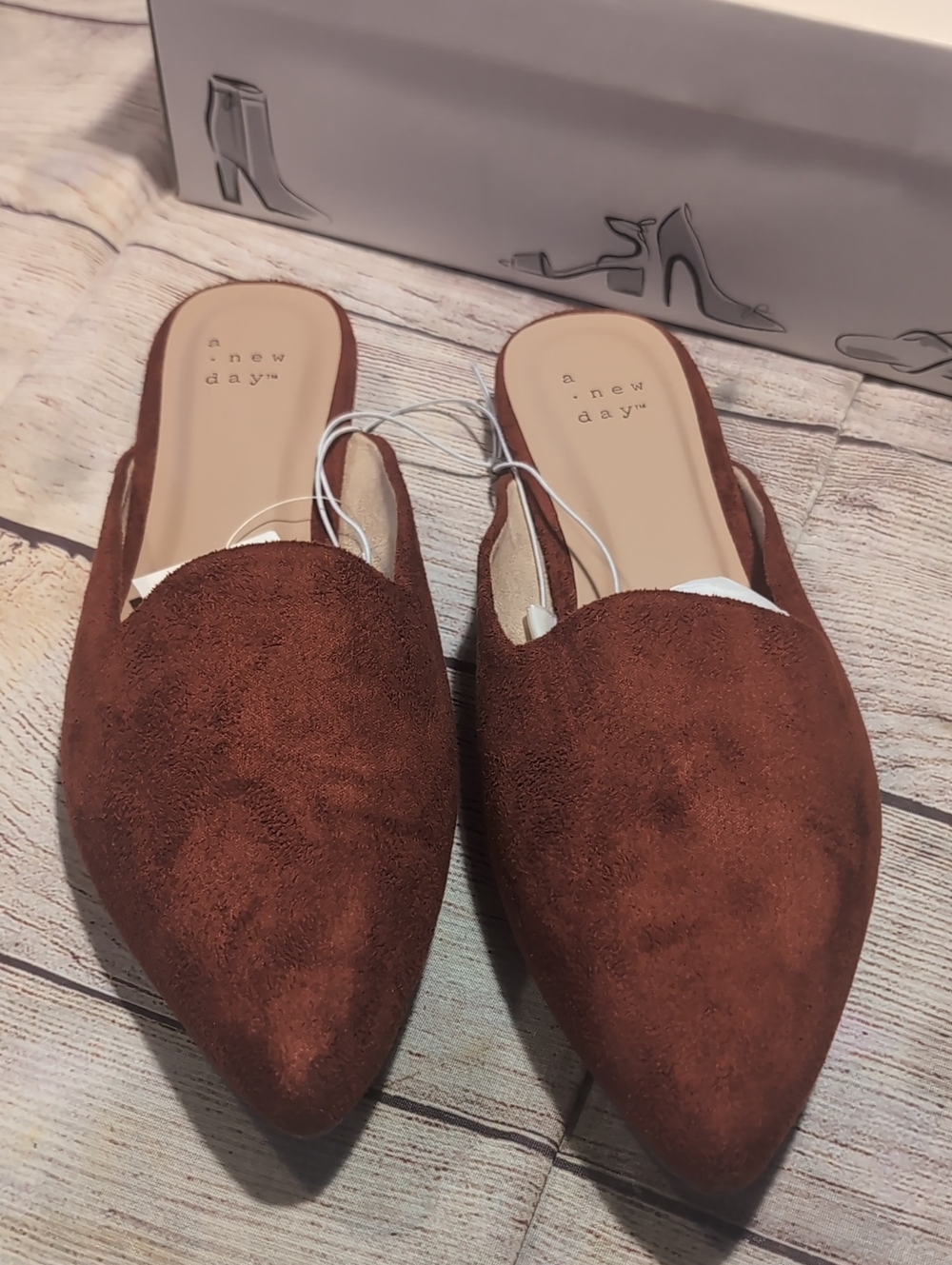 a. new day Kuri Suede Like Rust Mules Size 7.5 NWT